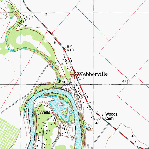 Topographic Map of Webberville, TX
