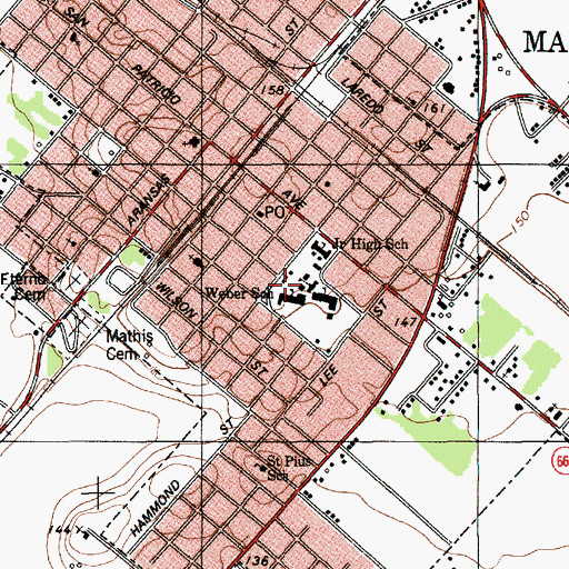 Topographic Map of Weber School, TX