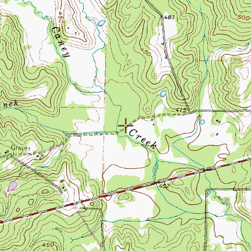 Topographic Map of Webster Branch, TX