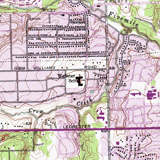 Topographic Map of Webster School, TX