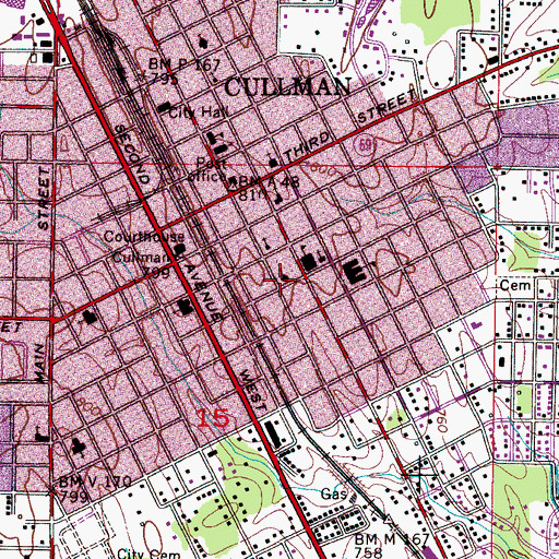 Topographic Map of Saint Johns United Church, AL