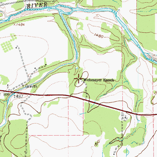 Topographic Map of Wehmeyer Ranch, TX