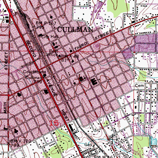 Topographic Map of Saint Pauls Lutheran School, AL
