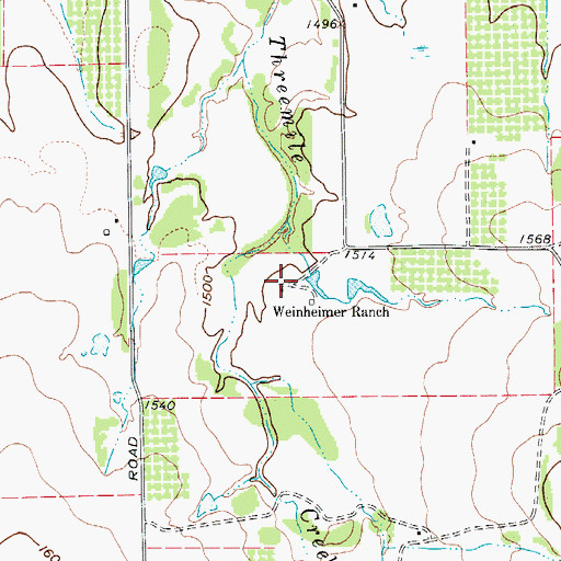 Topographic Map of Weinheimer Ranch, TX