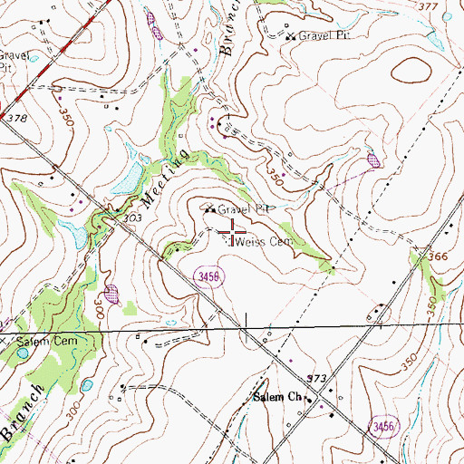 Topographic Map of Weiss Cemetery, TX