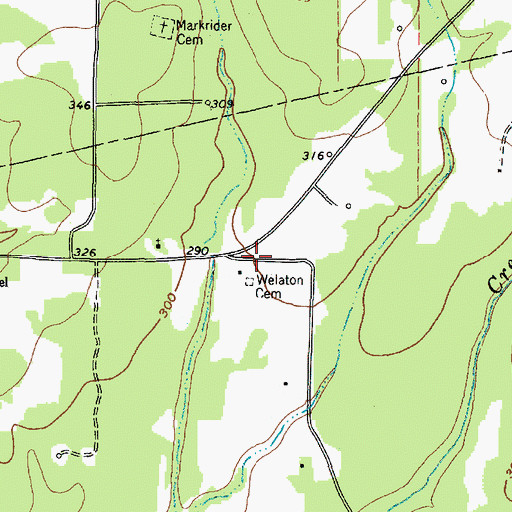 Topographic Map of Welaton Cemetery, TX