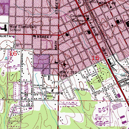 Topographic Map of Seventh Street Baptist Church, AL