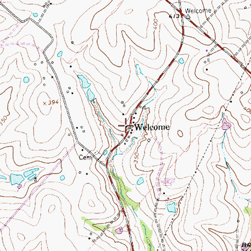 Topographic Map of Welcome, TX