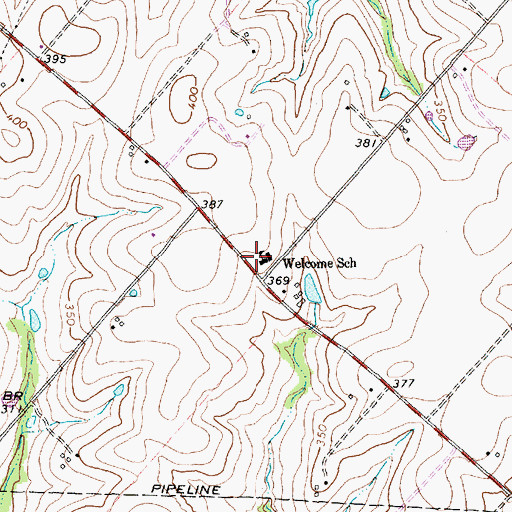 Topographic Map of Welcome School, TX