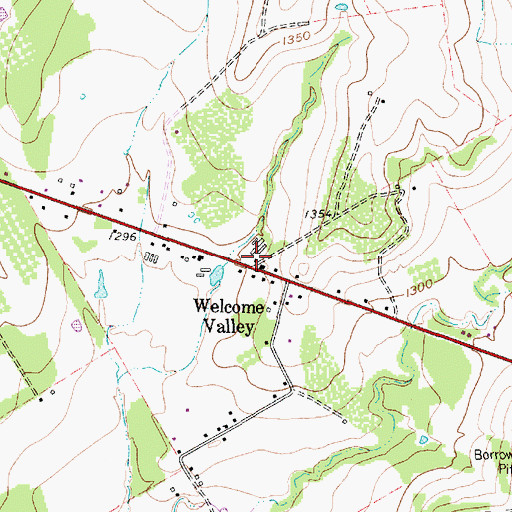 Topographic Map of Welcome Valley, TX