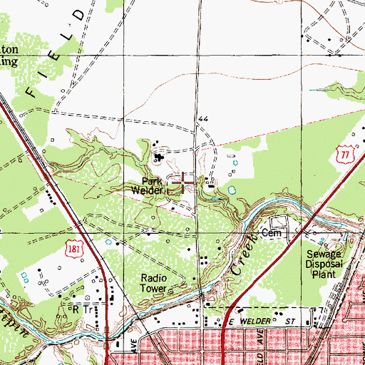 Topographic Map of Welder Park, TX