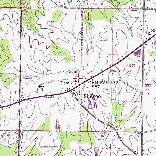 Topographic Map of Simcoe United Methodist Church, AL