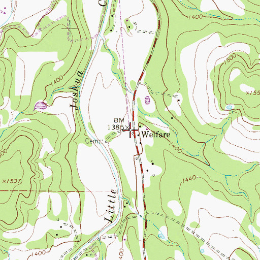Topographic Map of Welfare, TX