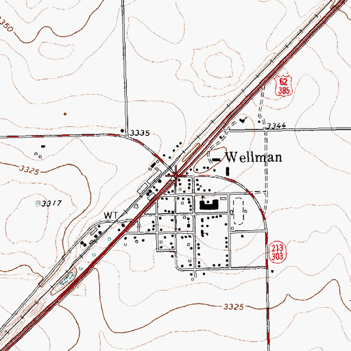 Topographic Map of Wellman, TX