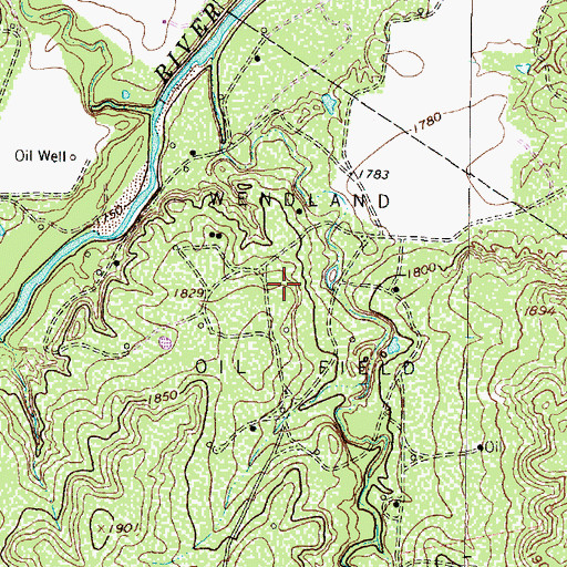 Topographic Map of Wendland Oil Field, TX