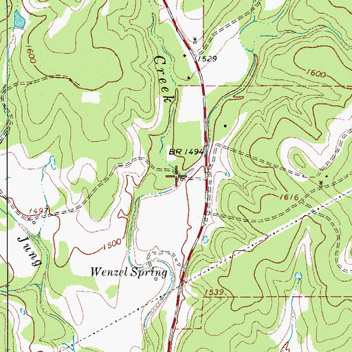 Topographic Map of Wenzel Creek, TX