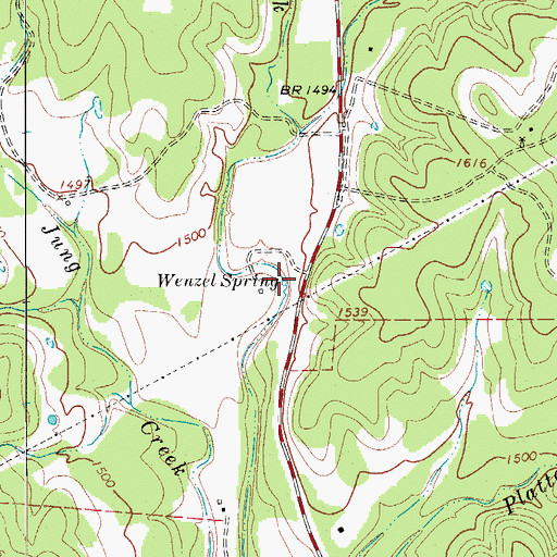Topographic Map of Wenzel Spring, TX