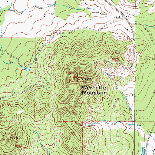 Topographic Map of Wernette Mountain, TX