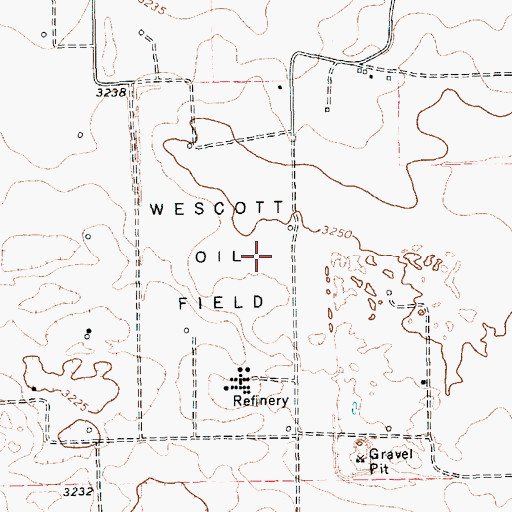 Topographic Map of Wescott Oil Field, TX