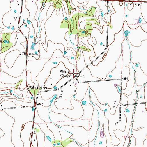 Topographic Map of Wesley Chapel, TX
