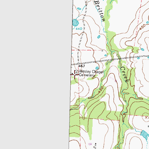 Topographic Map of Wesley Chapel Cemetery, TX
