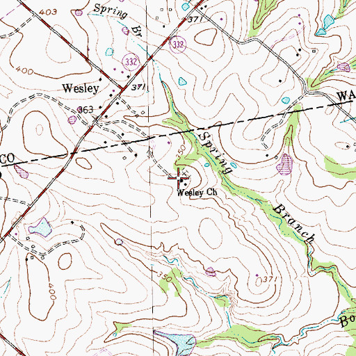 Topographic Map of Wesley Church, TX