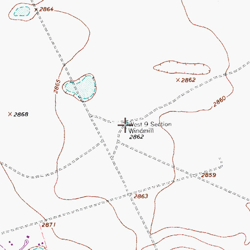 Topographic Map of West Nine Section Windmill, TX