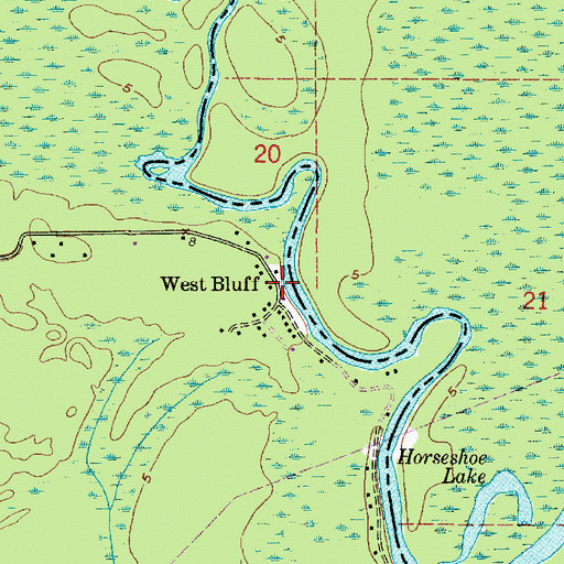 Topographic Map of West Bluff, TX