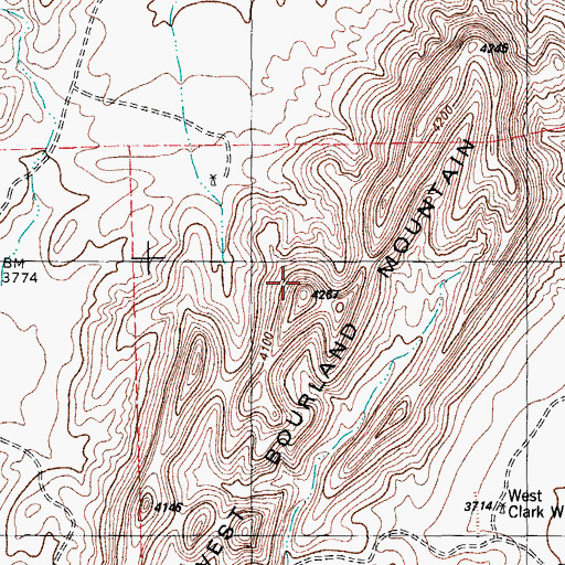 Topographic Map of West Bourland Mountain, TX