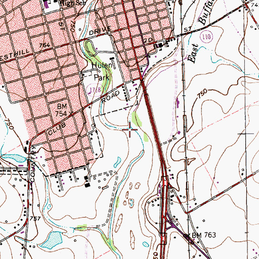 Topographic Map of West Buffalo Creek, TX