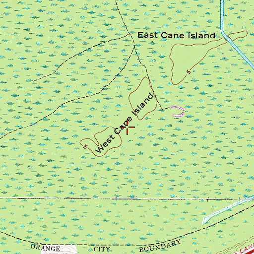 Topographic Map of West Cane Island, TX