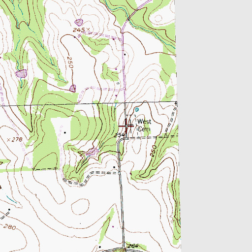 Topographic Map of West Cemetery, TX