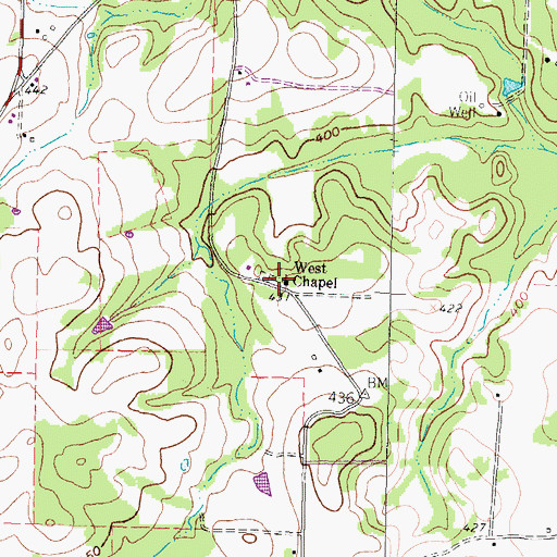 Topographic Map of West Chapel, TX