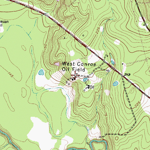 Topographic Map of West Conroe Oil Field, TX