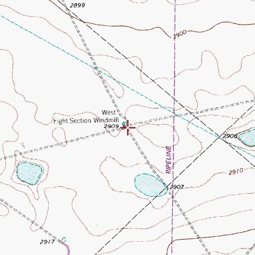 Topographic Map of West Eight Section Windmill, TX