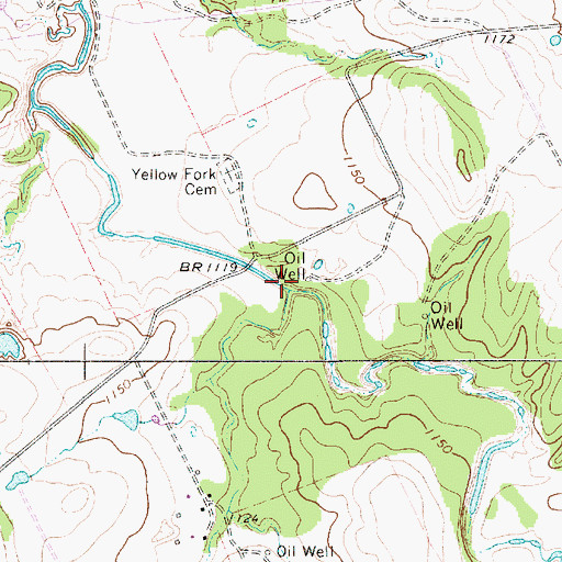 Topographic Map of West Fork Bufford Creek, TX