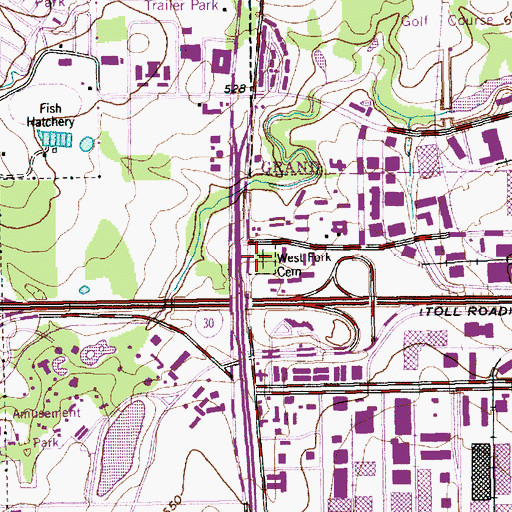 Topographic Map of West Fork Cemetery, TX