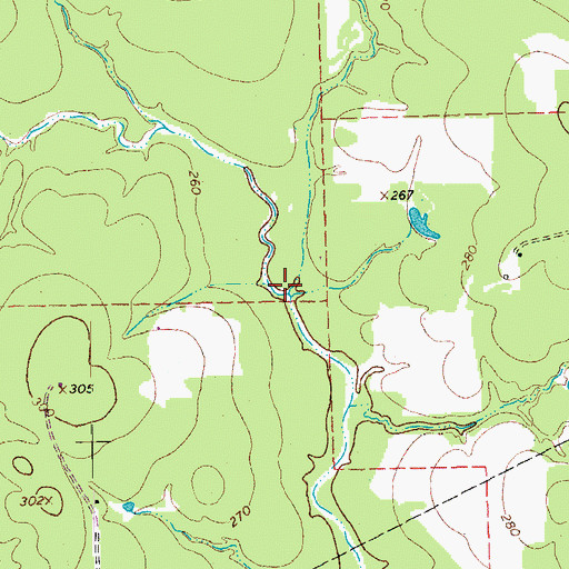 Topographic Map of West Fork Middle Sandy Creek, TX