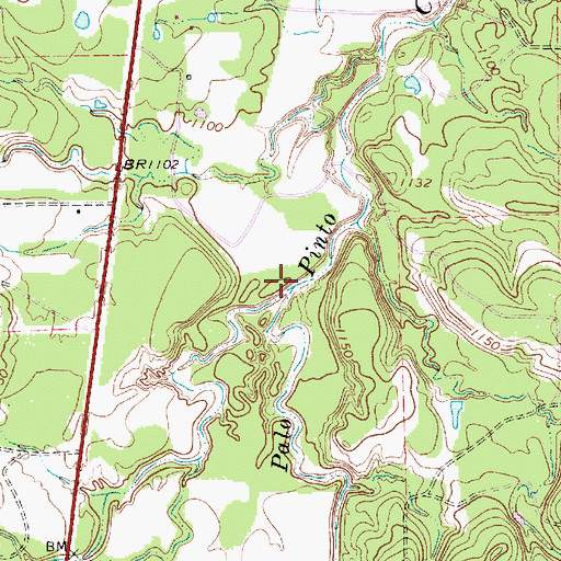 Topographic Map of West Fork Palo Pinto Creek, TX