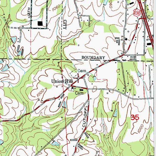Topographic Map of Union Hill Methodist Church, AL