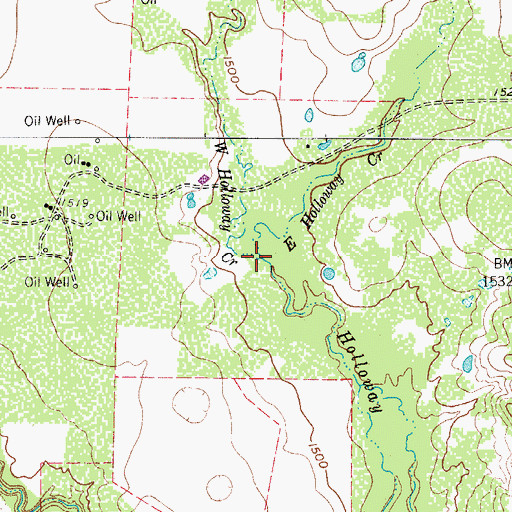 Topographic Map of West Holloway Creek, TX