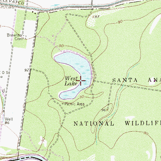 Topographic Map of West Lake, TX
