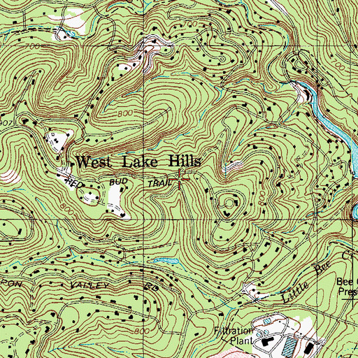 Topographic Map of West Lake Hills, TX