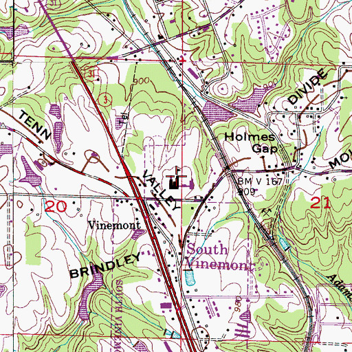 Topographic Map of Vinemont High School, AL