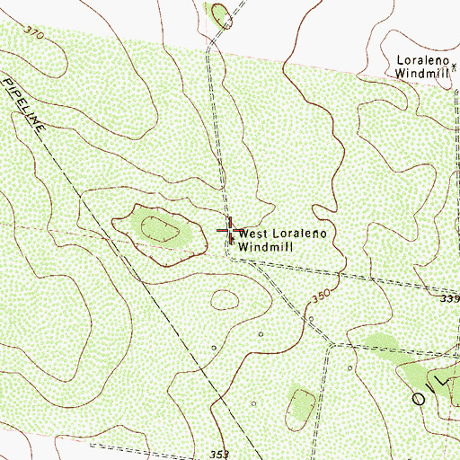 Topographic Map of West Loraleno Windmill, TX