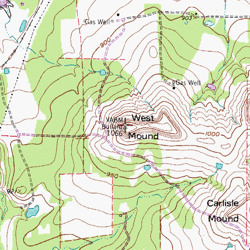 Topographic Map of West Mound, TX