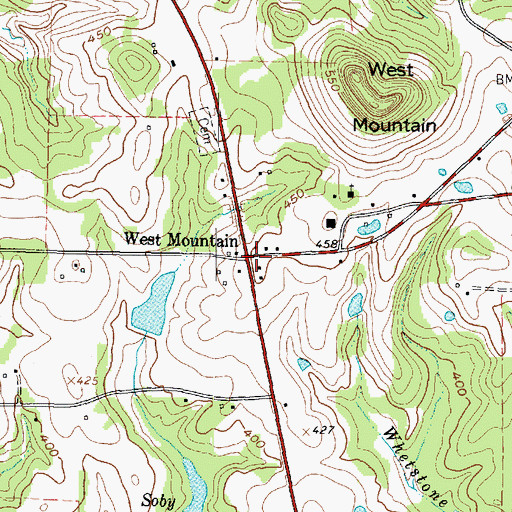 Topographic Map of West Mountain, TX