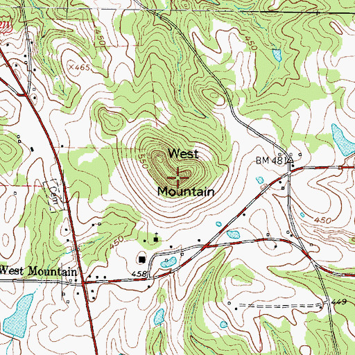 Topographic Map of West Mountain, TX