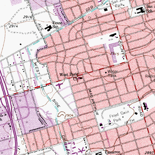 Topographic Map of West Park Church, TX
