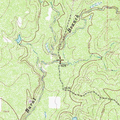 Topographic Map of West Prong Burnt Branch, TX
